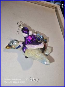 Vtg Christopher Radko Double Ring Santa on a Flying Goose Christmas Rare Retired