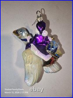 Vtg Christopher Radko Double Ring Santa on a Flying Goose Christmas Rare Retired