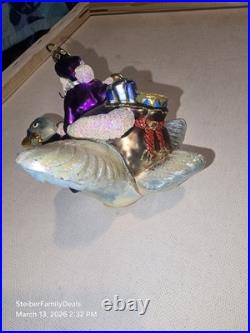 Vtg Christopher Radko Double Ring Santa on a Flying Goose Christmas Rare Retired