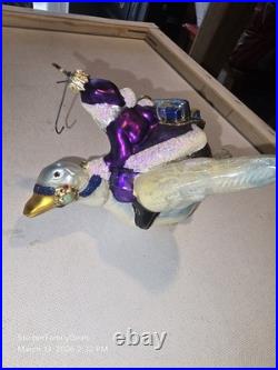 Vtg Christopher Radko Double Ring Santa on a Flying Goose Christmas Rare Retired