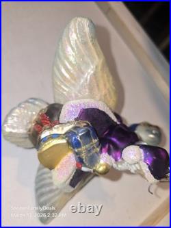 Vtg Christopher Radko Double Ring Santa on a Flying Goose Christmas Rare Retired