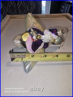 Vtg Christopher Radko Double Ring Santa on a Flying Goose Christmas Rare Retired