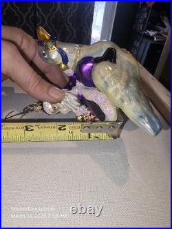 Vtg Christopher Radko Double Ring Santa on a Flying Goose Christmas Rare Retired