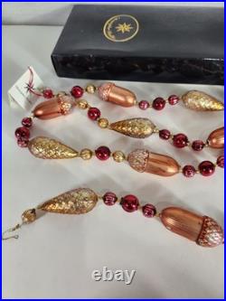 Vtg Christopher Radko Garland Scarlet Nuts and Berries 6 Ft Handblown Christmas