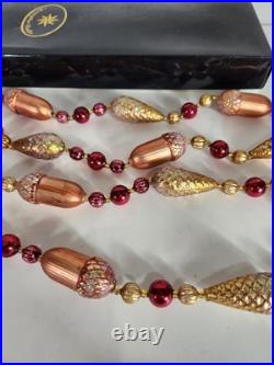 Vtg Christopher Radko Garland Scarlet Nuts and Berries 6 Ft Handblown Christmas