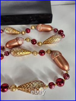 Vtg Christopher Radko Garland Scarlet Nuts and Berries 6 Ft Handblown Christmas