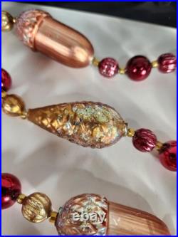 Vtg Christopher Radko Garland Scarlet Nuts and Berries 6 Ft Handblown Christmas