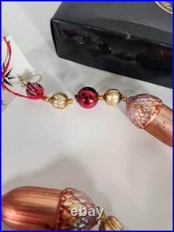 Vtg Christopher Radko Garland Scarlet Nuts and Berries 6 Ft Handblown Christmas