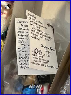 Vtg Christopher Radko Rare 1995 And Snowy Make 8 Ornament, 7 Dwarves Snow White