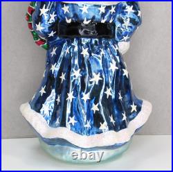 Vtg RARE Christopher Radko OLD GLORY SANTA Patriotic Flag Wreath Glass Ornament