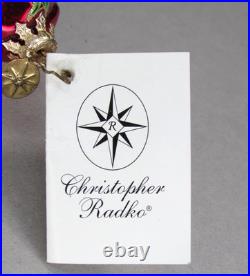 Vtg RARE Christopher Radko OLD GLORY SANTA Patriotic Flag Wreath Glass Ornament
