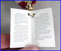 Vtg RARE Christopher Radko OLD GLORY SANTA Patriotic Flag Wreath Glass Ornament