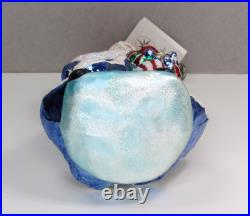 Vtg RARE Christopher Radko OLD GLORY SANTA Patriotic Flag Wreath Glass Ornament