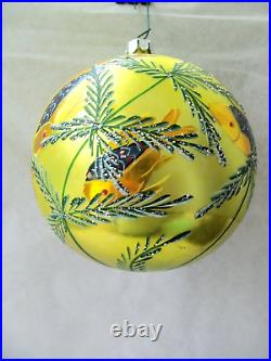 Vtg Radko Deep Sea Hand Blown & Hand Painted Large Round Christmas Ornament