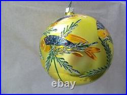 Vtg Radko Deep Sea Hand Blown & Hand Painted Large Round Christmas Ornament