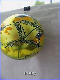 Vtg Radko Deep Sea Hand Blown & Hand Painted Large Round Christmas Ornament