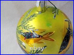 Vtg Radko Deep Sea Hand Blown & Hand Painted Large Round Christmas Ornament